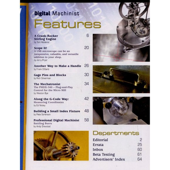 DIGITAL MACHINIST MAGAZINE, VOL. 8 #3, FALL 2013, See scan of table of contents! - Picture 2 of 2